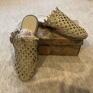 Woven Tan Slip-On Shoes